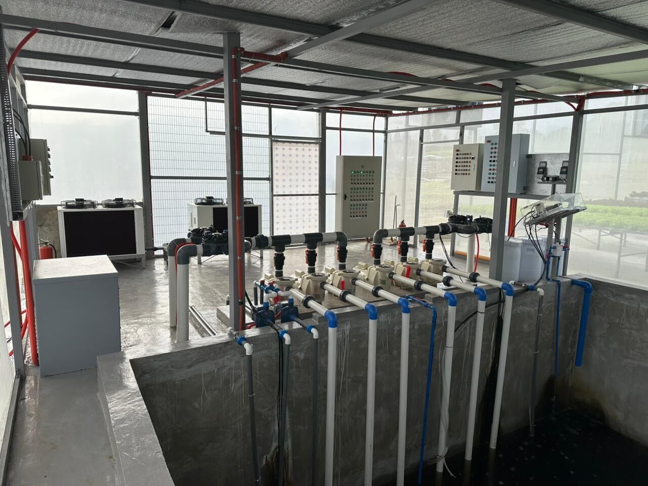 Control panels and dosing equipment inside the SAREEWÂ fertigation room
